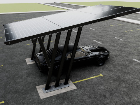 TRIPLE L TYPE MODERN SOLAR CARPORT TYPE-14 Model 3D