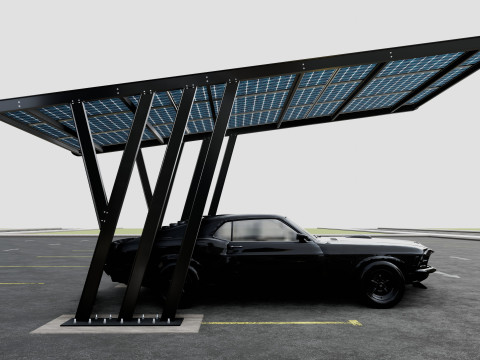 TRIPLE L TYPE MODERN SOLAR CARPORT TYPE-14 Model 3D