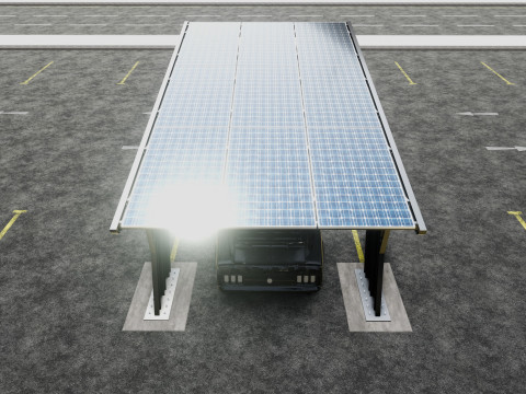 TRIPLE L TYPE MODERN SOLAR CARPORT TYPE-14 Model 3D