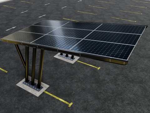 TRIPLE L TYPE MODERN SOLAR CARPORT TYPE-14 Model 3D