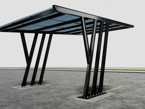 TRIPLE L TYPE MODERN SOLAR CARPORT TYPE-14 Model 3D