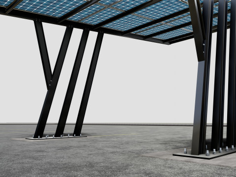 TRIPLE L TYPE MODERN SOLAR CARPORT TYPE-14 Model 3D