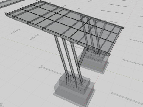 TRIPLE L TYPE MODERN SOLAR CARPORT TYPE-14 Model 3D