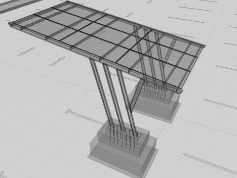 TRIPLE L TYPE MODERN SOLAR CARPORT TYPE-14 3D Model