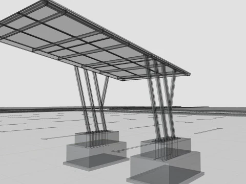 TRIPLE L TYPE MODERN SOLAR CARPORT TYPE-14 3D Model