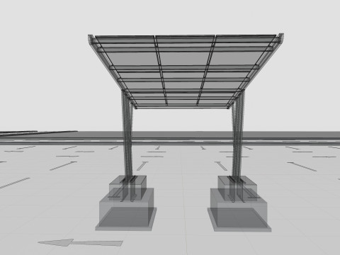 TRIPLE L TYPE MODERN SOLAR CARPORT TYPE-14 Model 3D