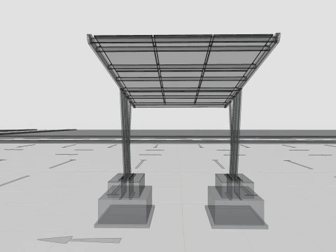 TRIPLE L TYPE MODERN SOLAR CARPORT TYPE-14 3D Model