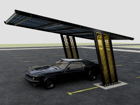 TRIPLE L TYPE MODERN SOLAR CARPORT TYPE-17 3D मॉडल