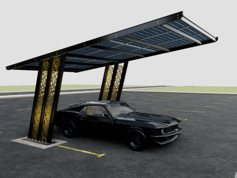 TRIPLE L TYPE MODERN SOLAR CARPORT TYPE-17 3D मॉडल