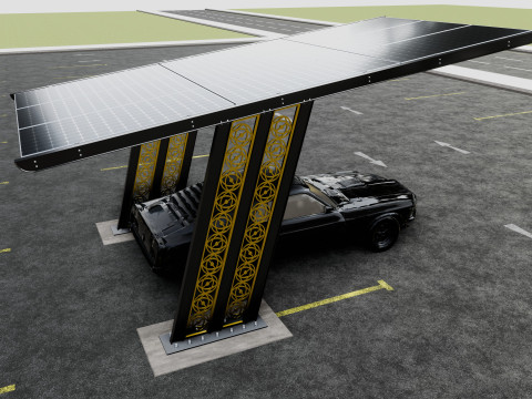 TRIPLE L TYPE MODERN SOLAR CARPORT TYPE-17 3D मॉडल