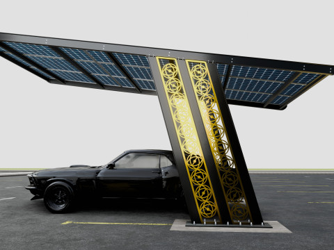 TRIPLE L TYPE MODERN SOLAR CARPORT TYPE-17 3D मॉडल