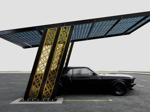 TRIPLE L TYPE MODERN SOLAR CARPORT TYPE-17 3D मॉडल
