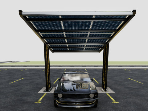 TRIPLE L TYPE MODERN SOLAR CARPORT TYPE-17 3D मॉडल