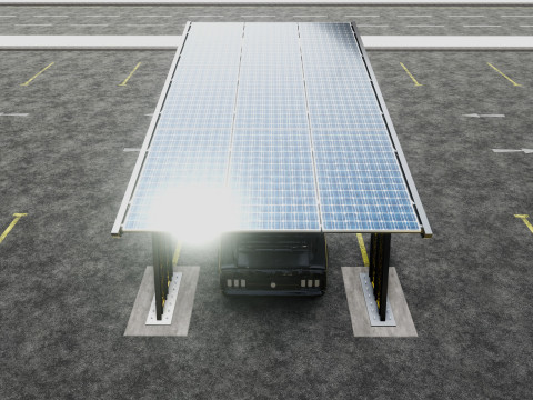 TRIPLE L TYPE MODERN SOLAR CARPORT TYPE-17 3D मॉडल