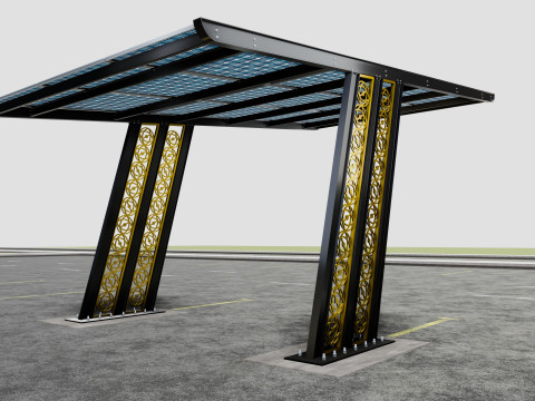TRIPLE L TYPE MODERN SOLAR CARPORT TYPE-17 3D मॉडल
