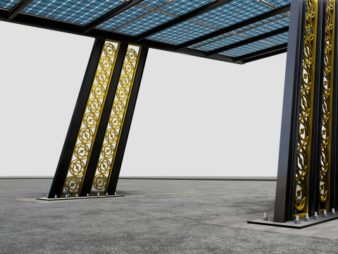 TRIPLE L TYPE MODERN SOLAR CARPORT TYPE-17 3D मॉडल