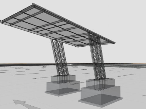 TRIPLE L TYPE MODERN SOLAR CARPORT TYPE-17 3D मॉडल