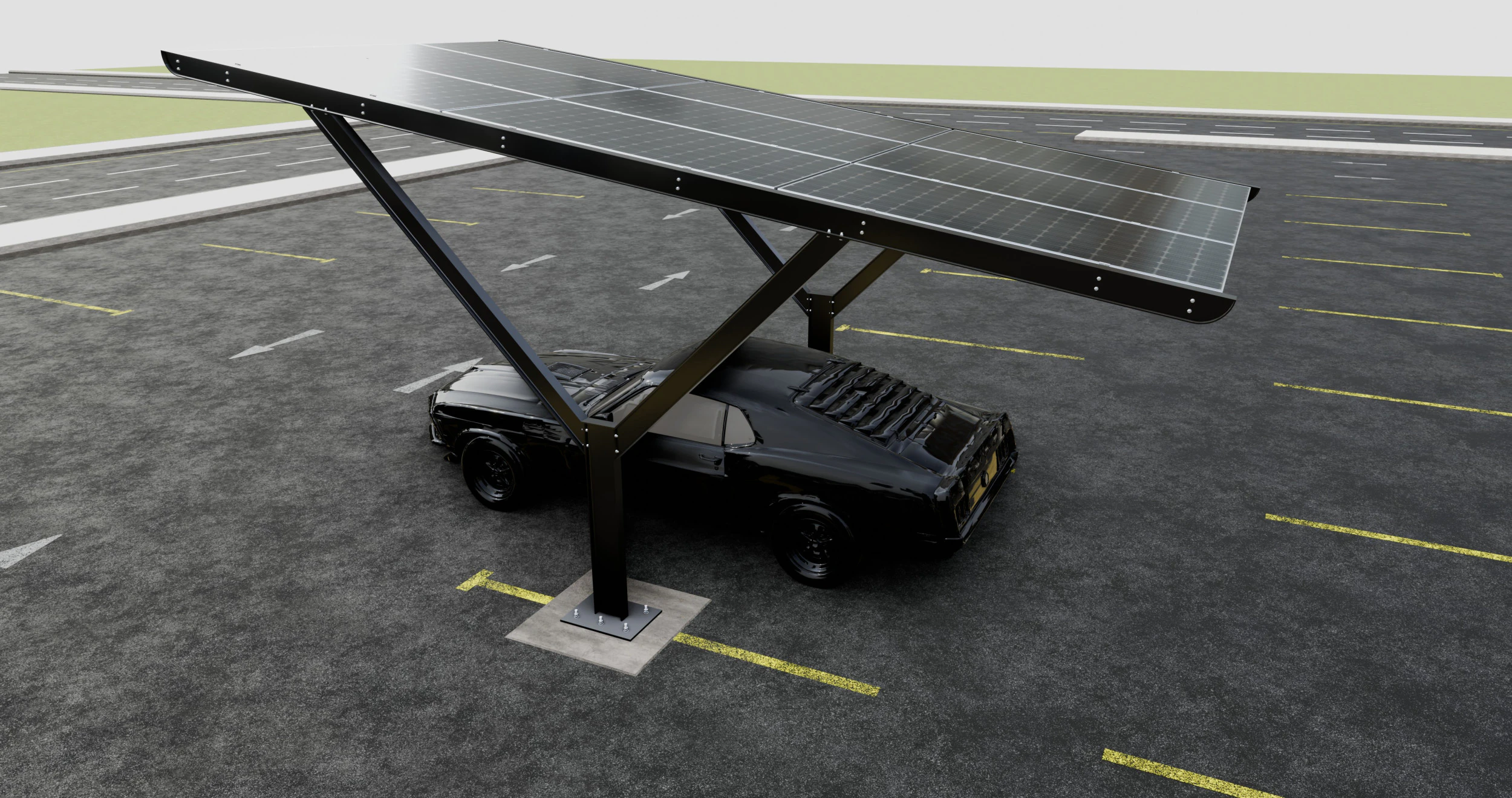 Y TYPE MODERN SOLAR CARPORT TYPE-18 3D Model .c4d .max .obj .3ds .fbx .stl .blend 