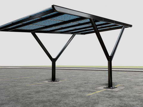 Y TYPE MODERN SOLAR CARPORT TYPE-18 Model 3D