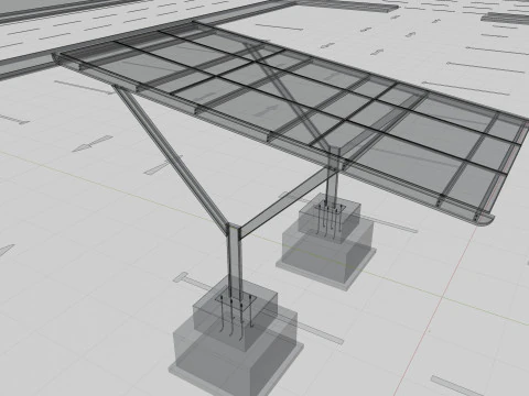 Y TYPE MODERN SOLAR CARPORT TYPE-18 3D Model