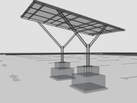Y TYPE MODERN SOLAR CARPORT TYPE-18 Model 3D