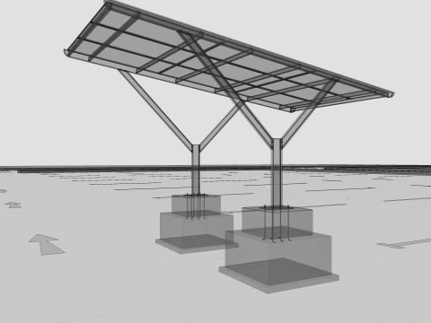 Y TYPE MODERN SOLAR CARPORT TYPE-18 3D Model