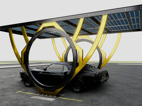 Moderno posto auto coperto solare-TEZCAN-Type-2 Modello 3D
