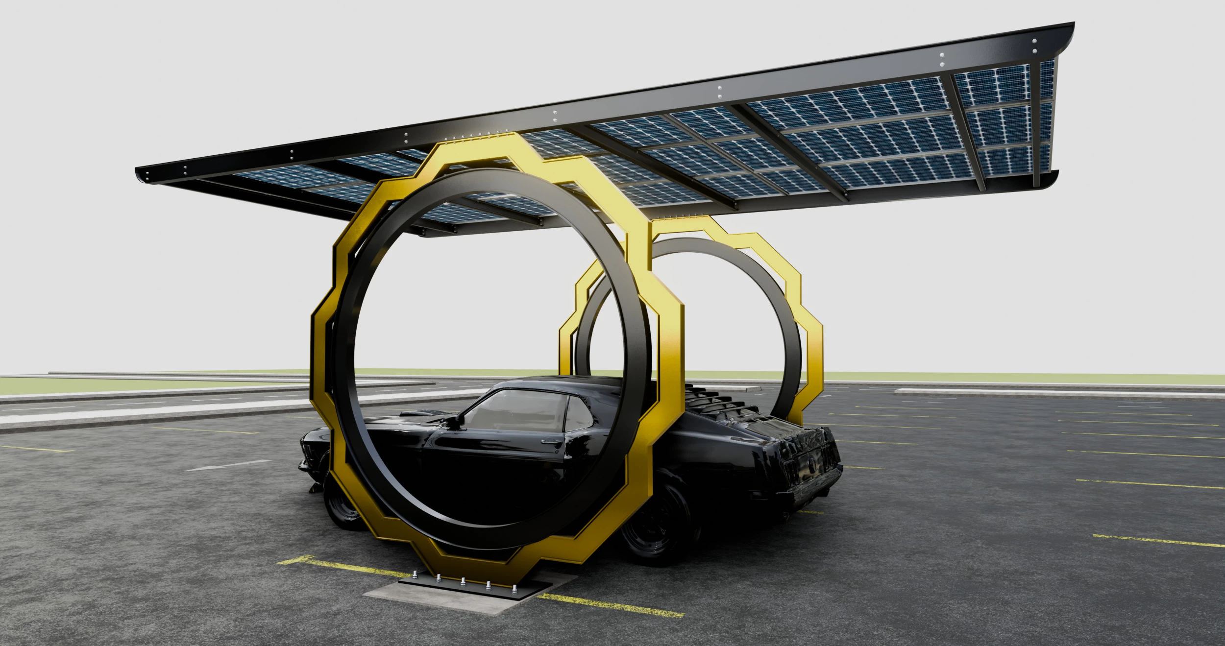 Modern Solar Carport-TEZCAN-Type-3 3D Model .c4d .max .obj .3ds .fbx .stl .blend 