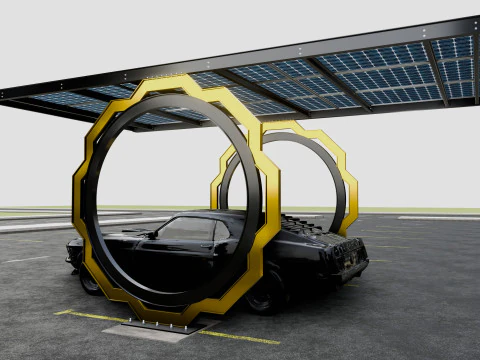 आधुनिक सोलर कारपोर्ट-TEZCAN-टाइप-3 3D मॉडल