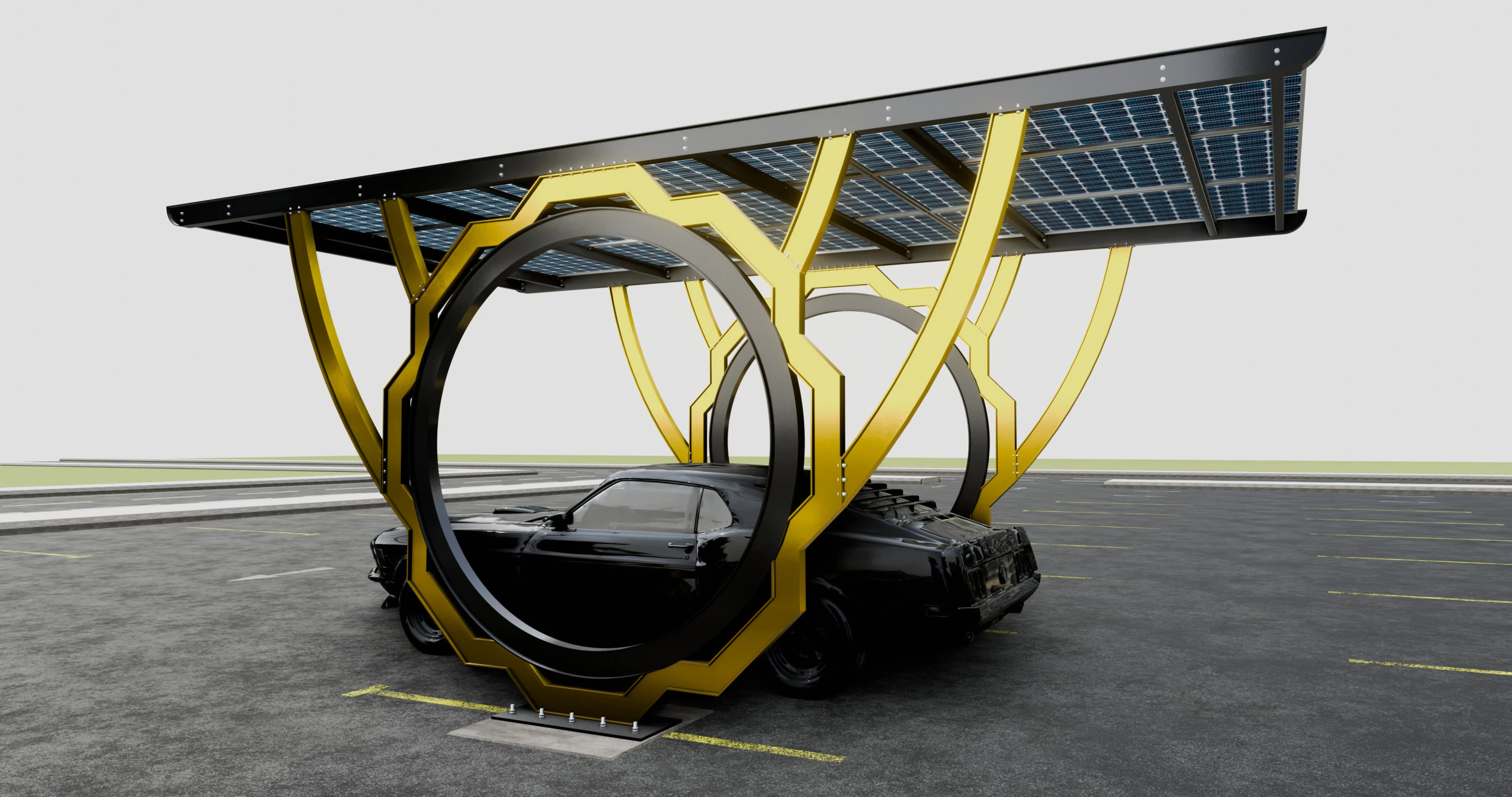 Modern Solar Carport-TEZCAN-Type-4 3D Model .c4d .max .obj .3ds .fbx .stl .blend 