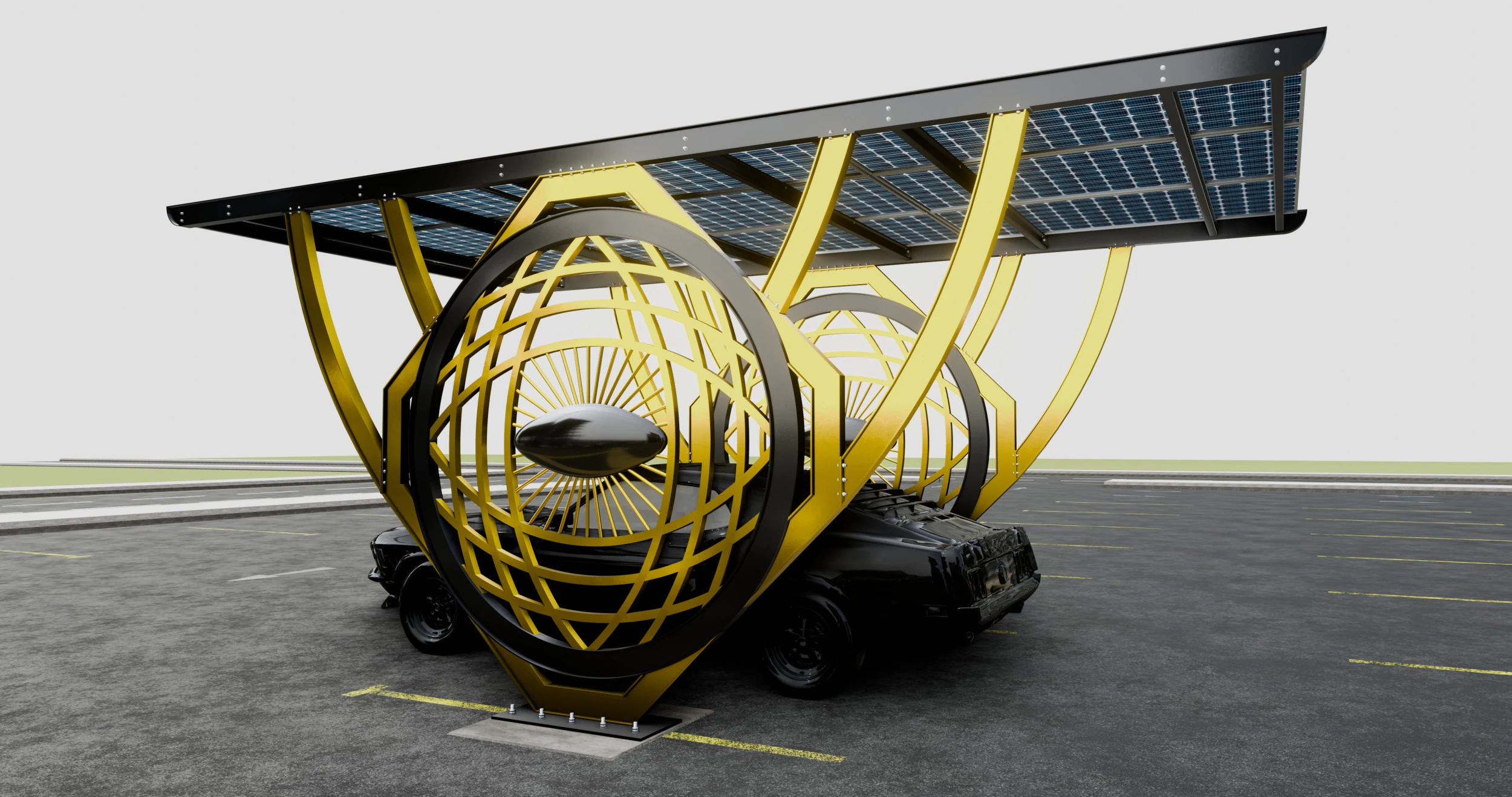 Modern Solar Carport-TEZCAN-Type-5 3D Model .c4d .max .obj .3ds .fbx .stl .blend 