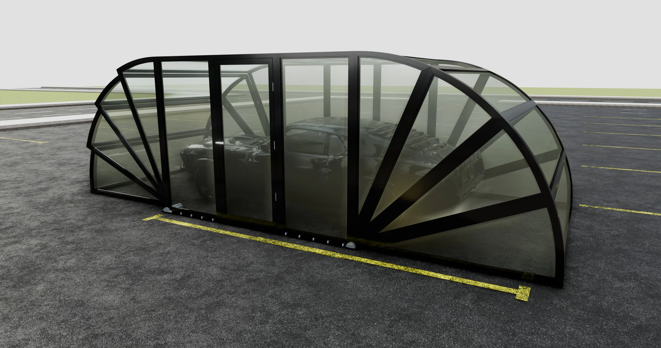 Opening And Closes Carport 3D Model .c4d .max .obj .3ds .fbx .stl .blend 
