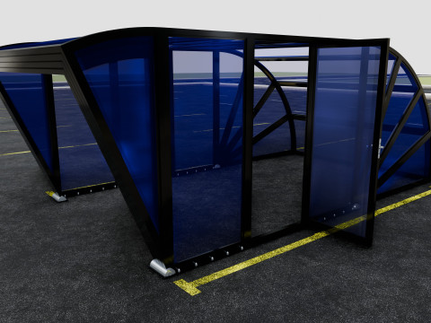 Opening And Closes Carport 3D Model