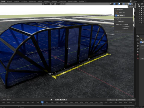 Opening And Closes Carport 3D Model