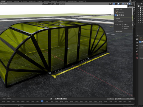 Opening And Closes Carport 3D Model