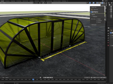 Opening And Closes Carport 3D Model