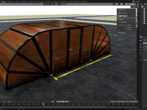 Opening And Closes Carport 3D Model