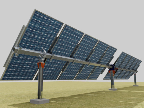 Solar Tracker Systems 55 Panels 3D 模型