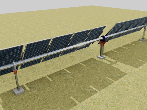 Solar Tracker Systems 55 Panels 3D Модель