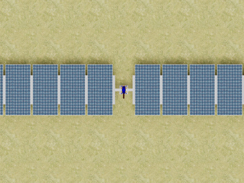 Solar Tracker Systems 55 Panels 3D Модель