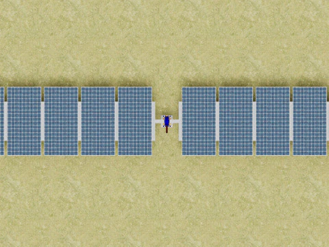 Solar Tracker Systems 55 Panels 3D Model