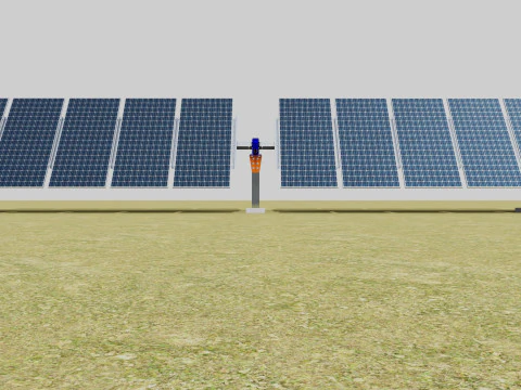 Solar Tracker Systems 55 Panels 3D Model