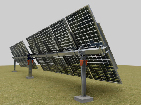 Solar Tracker Systems 55 Panels 3D Модель