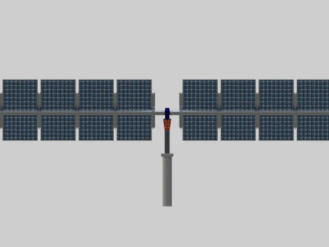Solar Tracker Systems 55 Panels 3D Model