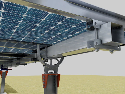Solar Tracker Systems 55 Panels 3D Model