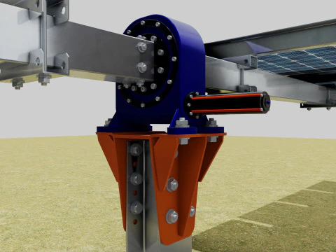 Solar Tracker Systems 55 Panels 3D Model
