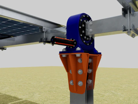 Solar Tracker Systems 55 Panels 3D Model