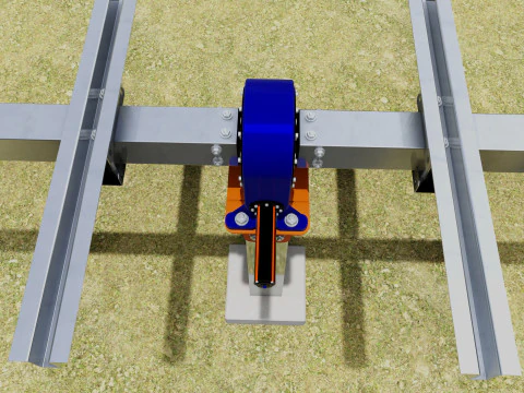 Solar Tracker Systems 55 Panels 3D Model