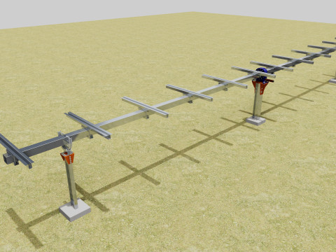 Solar Tracker Systems 55 Panels 3D Модель