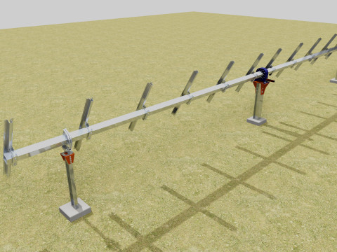 Solar Tracker Systems 55 Panels 3D Модель